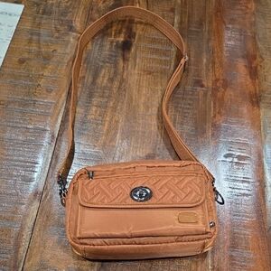 Lug Rusty Orange Quilted Crossbody Bag